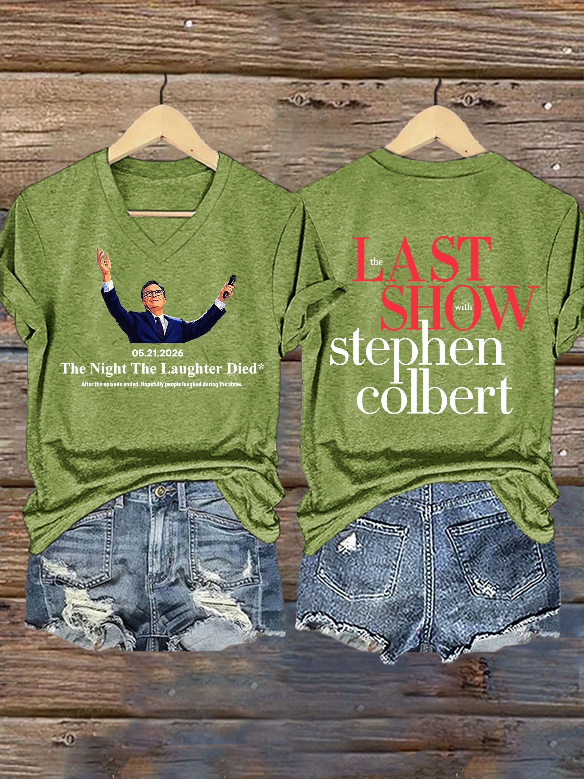 🔥Buy 3 Get 15% Off🔥V-Neck Retro Last Show 05.21.2026 The Night The Laughter Died After The Episode Ended. Hopefully People Laughed During The Show Print T-Shirt