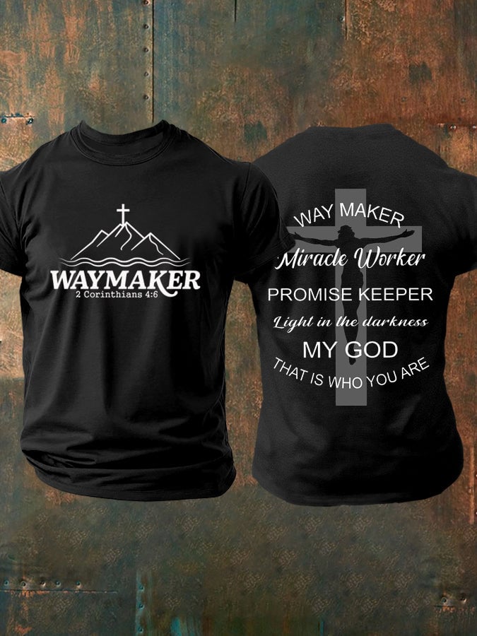 Men's Faith Waymaker Print Casual T-Shirt