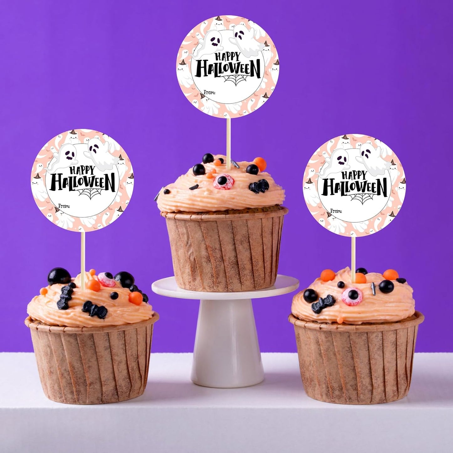 200 PCS 2 in Happy Halloween Stickers, Cute Ghost from Name Stickers Happy Halloween Gifts Sticker for Candy Bags Envelope Seals Gifts Greeting Cards Wrap Holiday Party Decorations