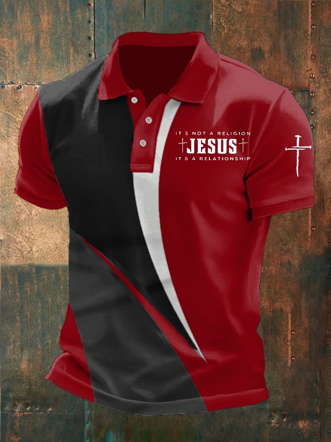 Men's Made For More Printed Button Design Polo Shirt