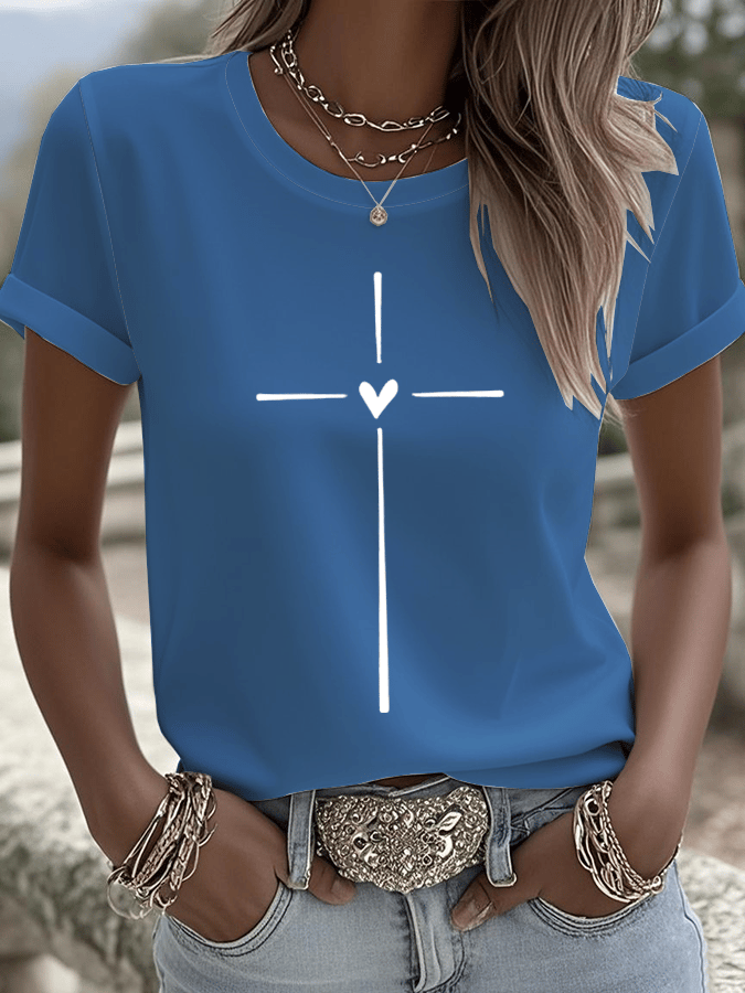 Women's Faith Print Round Neck T-shirt