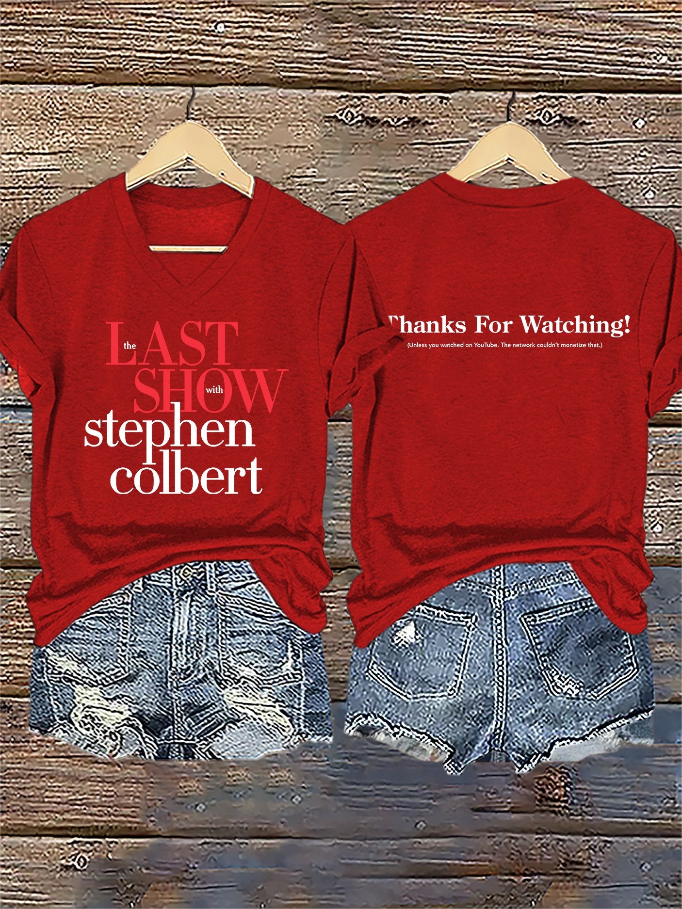 🔥Buy 3 Get 15% Off🔥V-Neck Retro Last Show Print T-Shirt