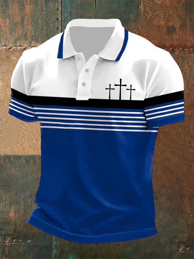 Men's Retro Faith Casual Printed Polo Shirt