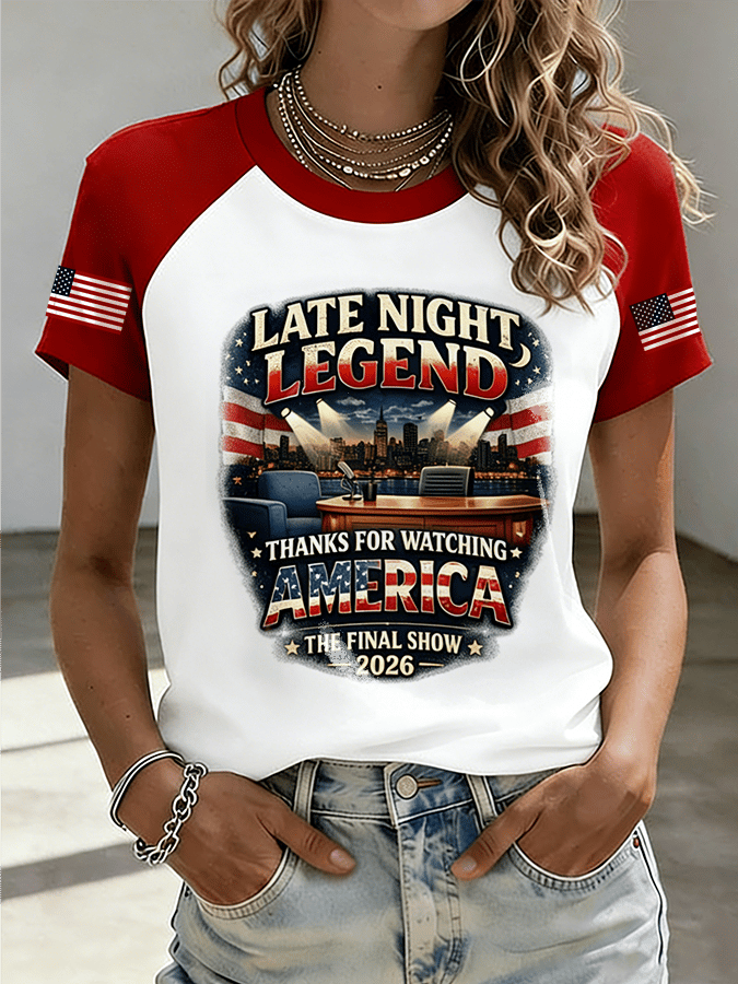 🔥Buy 3 Get 15% Off🔥Women's "THANKS FOR WATCHING AMERICA THE FINAL SHOW" Printed Raglan Short-Sleeved Shirt