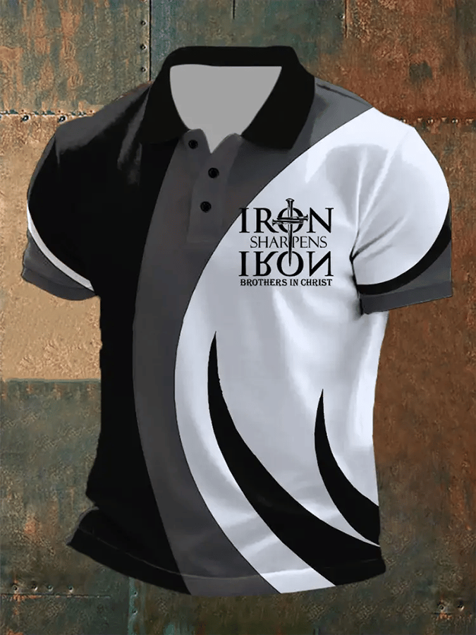 Men's Retro Faith Casual Printed Polo Shirt