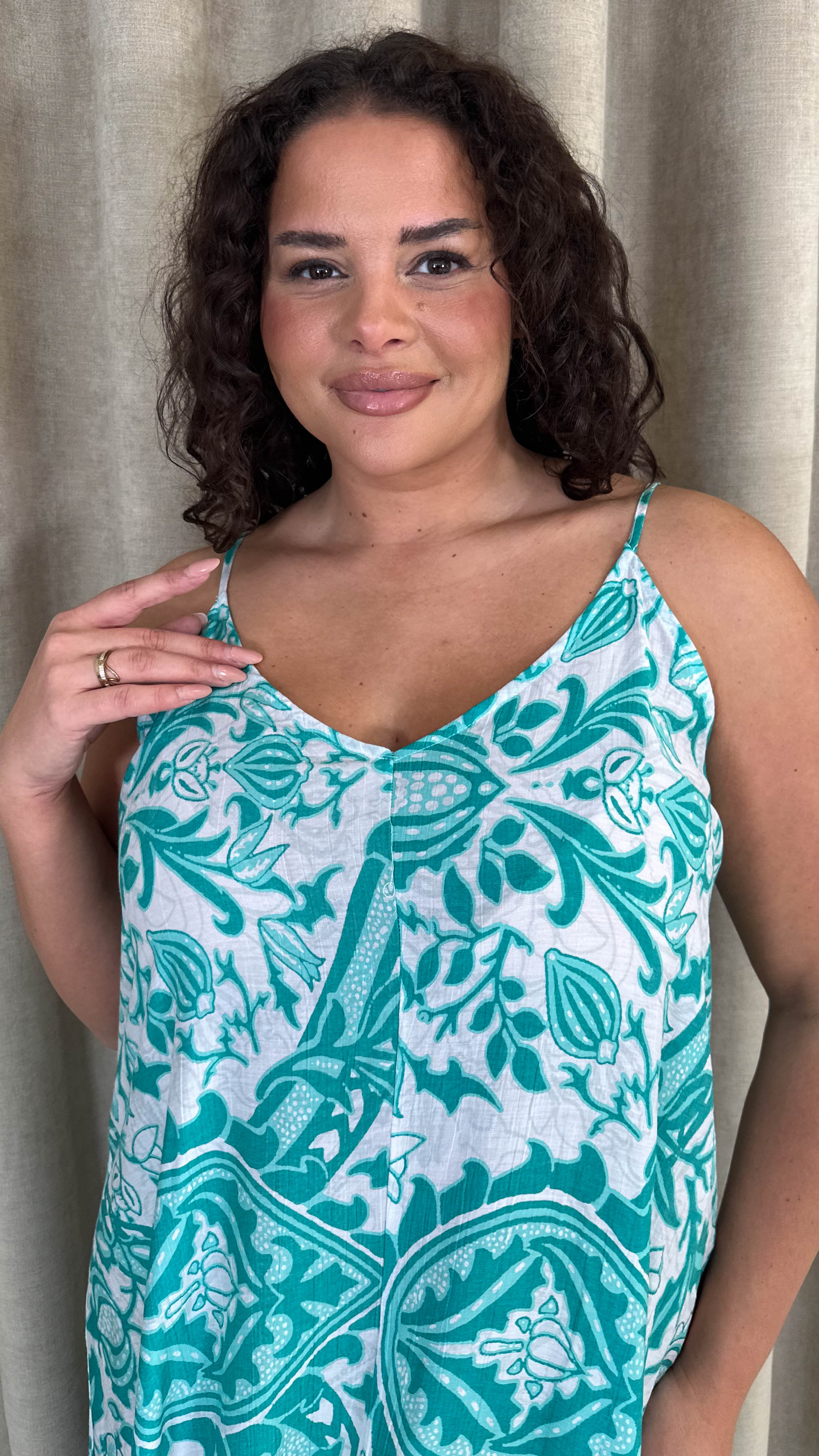 CurveWow Paisley Cami Dress Turquoise