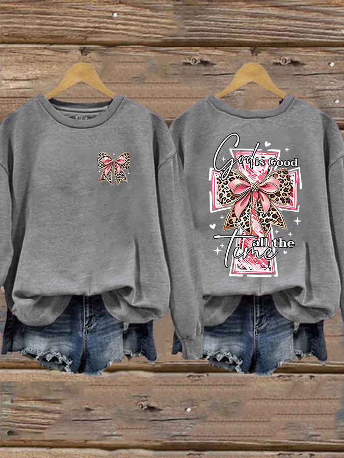 Women's God Is Good All The Time Print Casual Sweatshirt