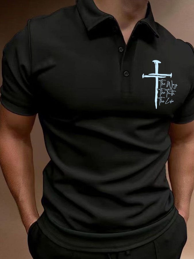 Men's Jesus The Way The Truth The Life Print Polo Shirt
