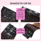 QVR #2/30 Mixed Subtle Ombre Water Wave PU Clip In Hair Extensions 9PCS 5PCS Volumizer Human Hair