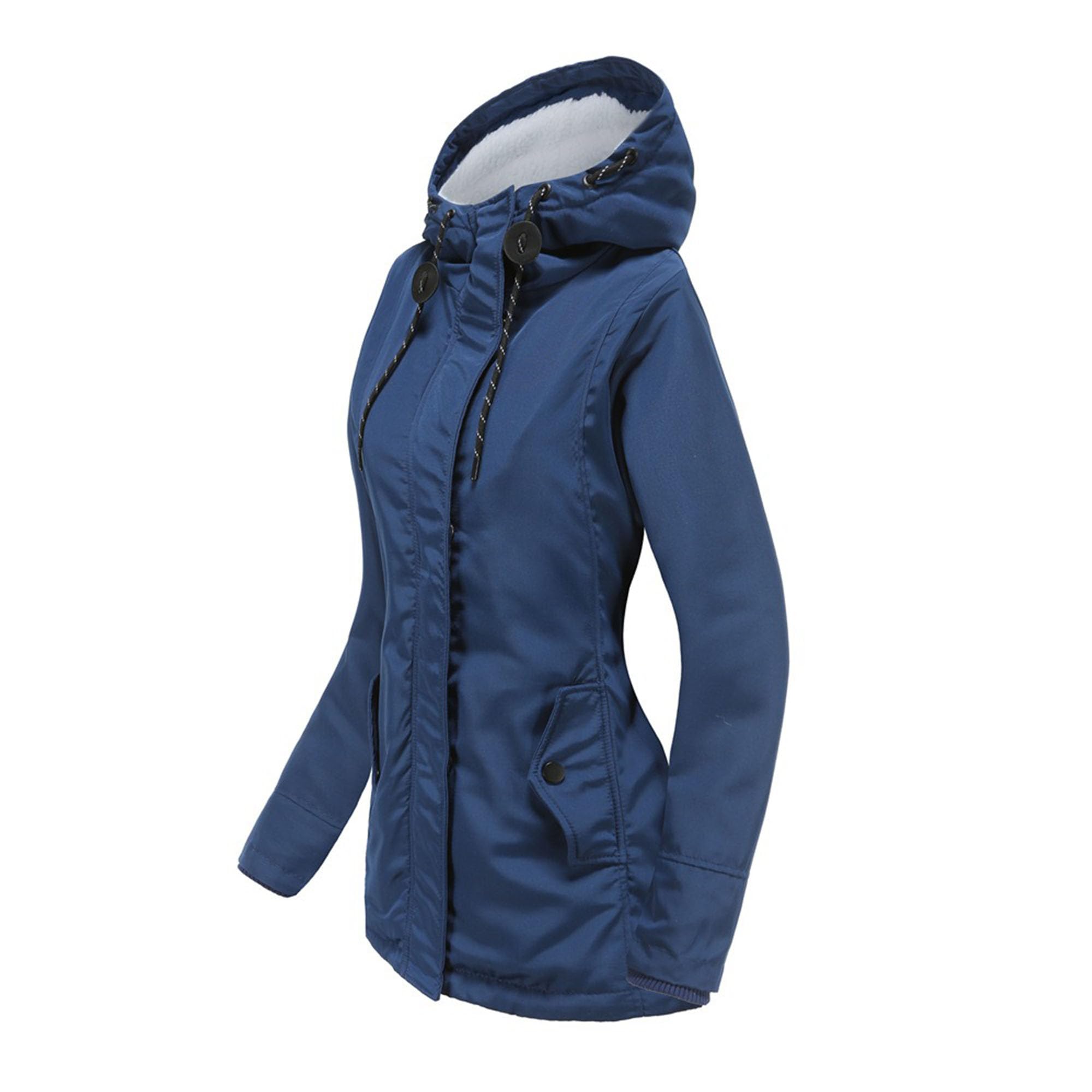 DGHM-JLMY 1/2 Pack Women's Windproof Waterproof Cotton Coats Fashion Warm Hooded Outerwear Solid Thick Fleece Jacket