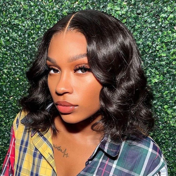 QVR Body Wave Short Bob Wigs Pre Plucked 13x4 Lace Front Wigs Human Hair 210% Density
