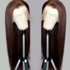 QVR Dark Brown 13x4 Lace Frontal Wigs Body Wave/Straight #4 Color Human Hair Wigs