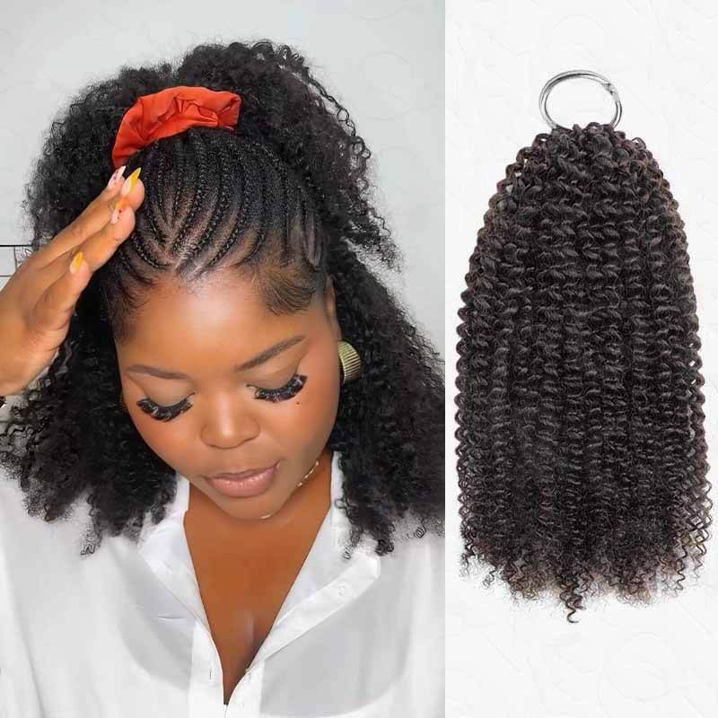 QVR Premium Chinese Hair Small Kinky Curly Virgin Human Crochet Hair Natural Black Machine Made Feather Crochet Hairstyles