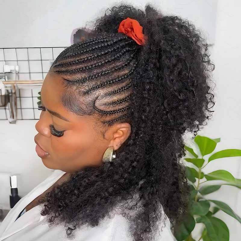QVR Afro Kinky Curly Crochet Hair Machine Made Natural Black Feather Human Hair Extension
