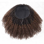 QVR Glueless Dark Brown Kinky Curly Half Wig with Black Roots 250% Density Human Hair Wig #T1B/4 Wear Go Flip Over Wig