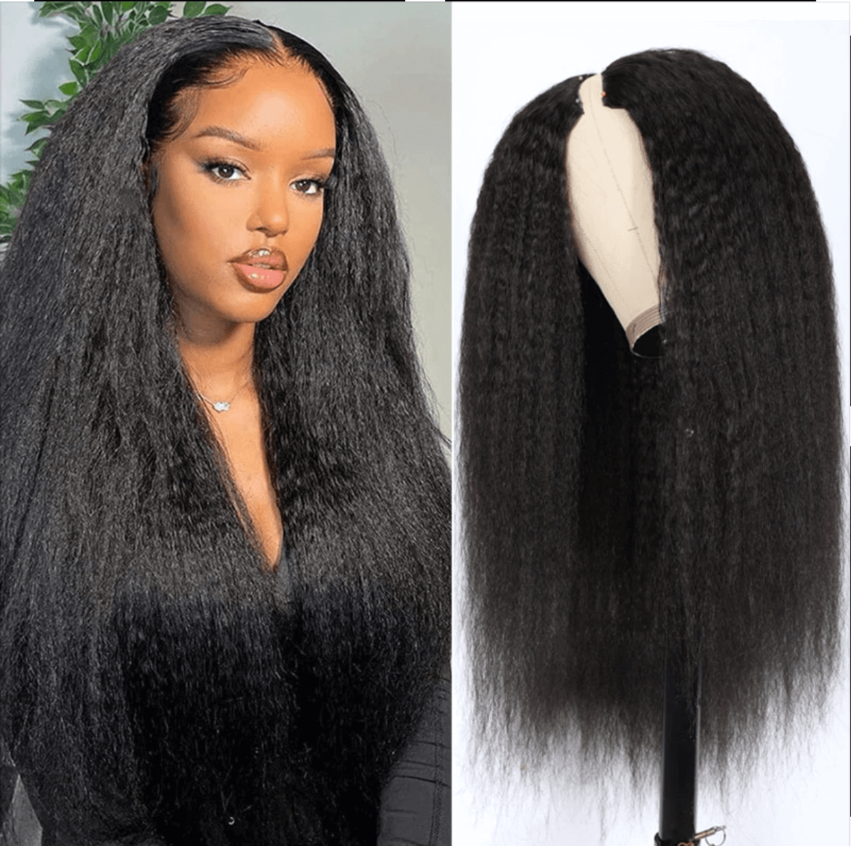 QVR Twist Curly V Part Wigs No Leave Out Human Hair Wig Beginner Friendly