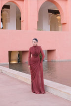 Sophisticated Terracotta Pleated Maxi Dress