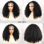 QVR Glueless Kinky Straight Half Wig With Spiral Curl 250% Density Human Hair Wig Natural Black Wear Go Flip Over Wig