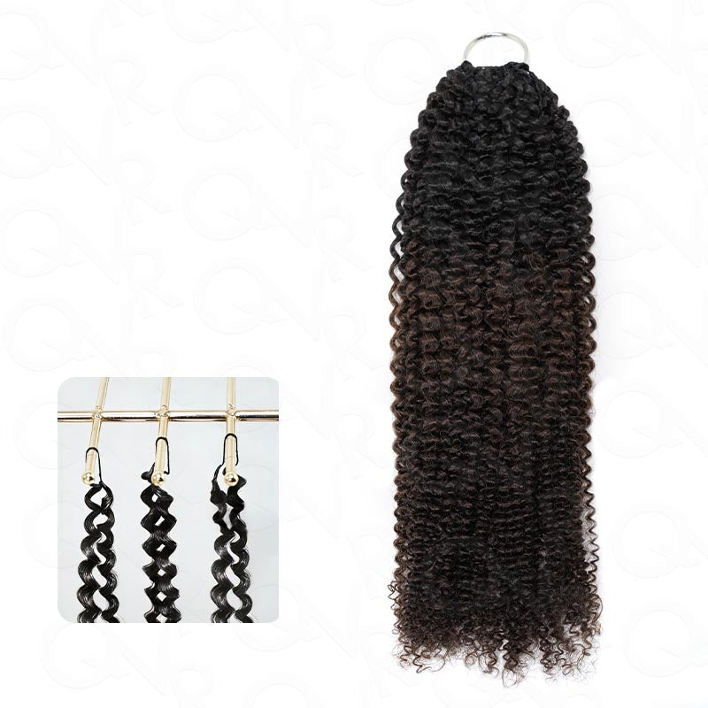 QVR Burmese Curly Feather Crochet Human Hair Ombre Brown #T1B/4 Machine Made Crochet Weave Hair Extensions