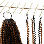 QVR Brown Highlight Feather Crochet Human Hair #P1B/30 Afro Kinky Curly Machine Made Crochet Weave Hair Extensions