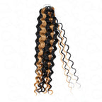 QVR Blonde Highlight Feather Crochet Human Hair #P1B/27 Water Wave Machine Made Crochet Weave Hair Extensions