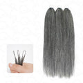 QVR Silk Straight Feather Crochet Human Hair Salt&Pepper Machine Made Crochet Weave Hair Extensions