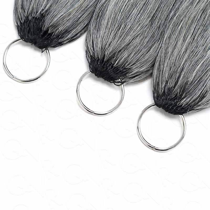 QVR Silk Straight Feather Crochet Human Hair Salt&Pepper Machine Made Crochet Weave Hair Extensions