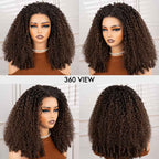 QVR Glueless Burmese Curly #T1B/4 Dark Brown 5X5 Pre-cut Lace Closure Wig with Black Roots Human Hair Wigs