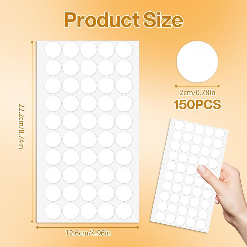 150pcs Round Double Sided,Clear Removable & Double Sided Tape for Crafts, Posters, Photos, Ideal Sticky Tape for Home, Office, School, Art Projects Displays