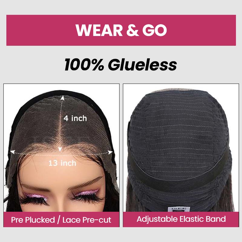 QVR Glueless Pre-cut 4x4 HD Lace Closure Human Hair Wigs Water Wave Wear & Go Wigs