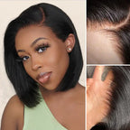 QVR Wear & Go Blunt Cut Straight Bob Minimalist HD Lace Glueless C Part Wig