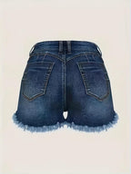 Women's New Button Tassel Raw Edge Casual Denim Shorts