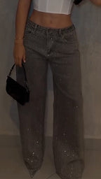 Ladies Rhinestone Casual Jeans