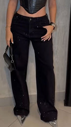 Ladies Rhinestone Casual Jeans