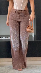 Ladies Rhinestone Sparkling Casual Jeans