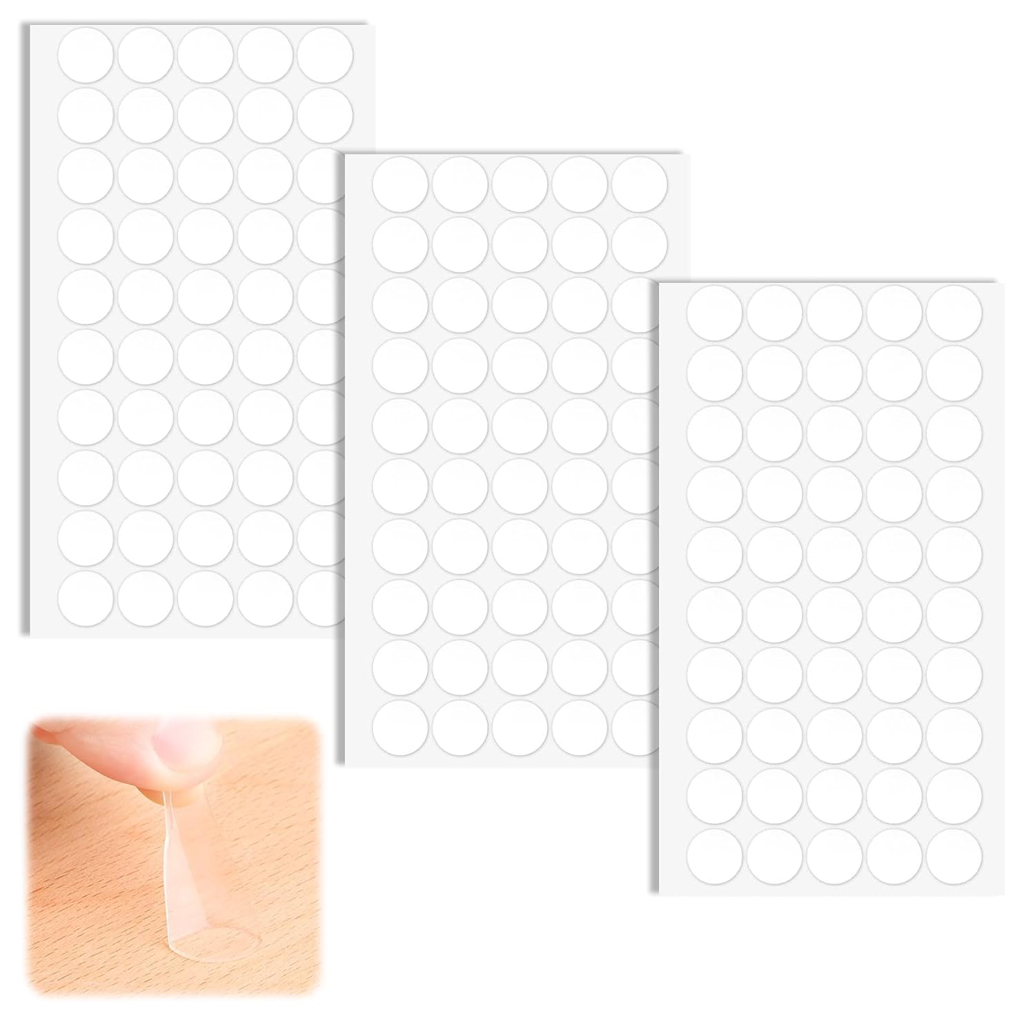 150pcs Round Double Sided,Clear Removable & Double Sided Tape for Crafts, Posters, Photos, Ideal Sticky Tape for Home, Office, School, Art Projects Displays