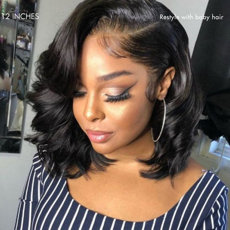 PreMax Wigs - Honey Brown with Blonde Highlights / Natural Black Bouncy Body Wave Glueless 13x4 Frontal Lace Human Hair Wig