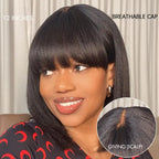 Put On and Go Ash Blonde Highlight / Brown Highlight / Natural Black Layered Cut Yaki Straight Minimalist Lace Bob Wig