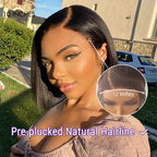 PreMax Wigs - Natural Black / Blonde Highlight C Part Glueless Lace Front Bob Wig Pre-cut Lace