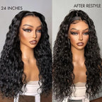 180% Density Water Wave HD 13x4 Frontal Lace Free Part Glueless Human Hair Wig Pre Cut Lace