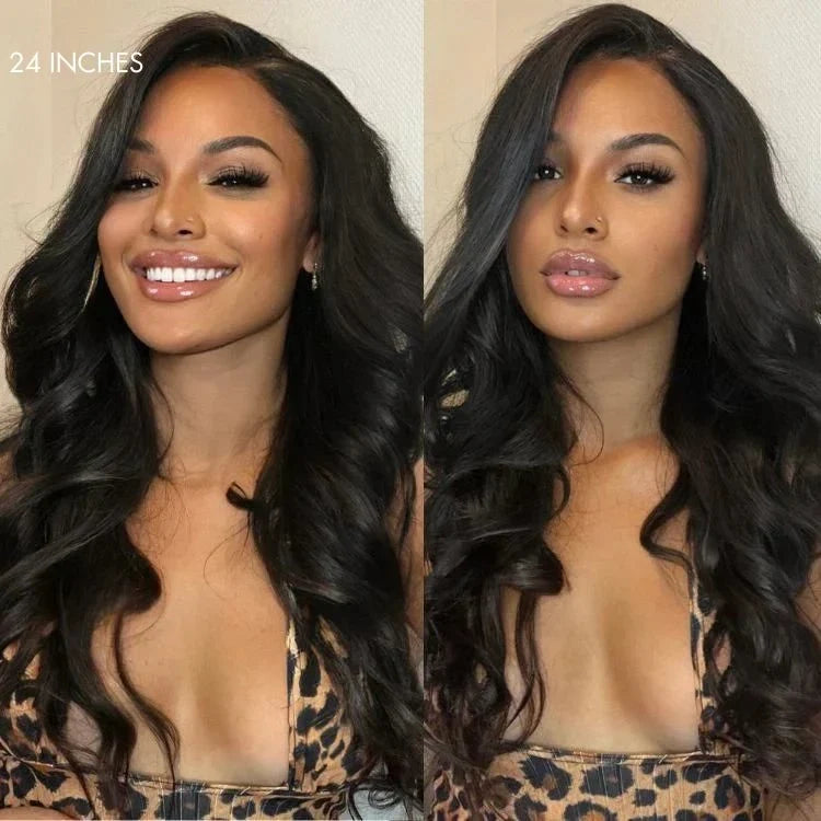 Honey Golden blonde / Natural Black Loose Body Wave Glueless 13x4 Lace Front Wig 100% Human Hair