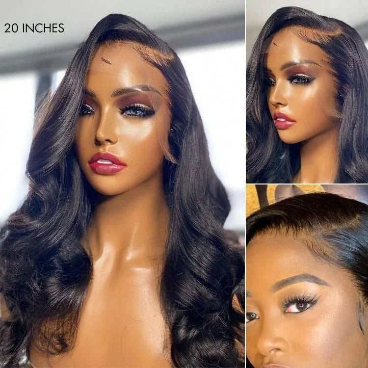 Honey Golden blonde / Natural Black Loose Body Wave Glueless 13x4 Lace Front Wig 100% Human Hair