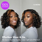 Effortless Elegance Copper Highlight / Natural Black Bouncy Curl Wig Minimalist HD Lace Glueless Wig Pre-Cut Lace