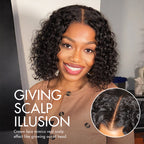 Warm Caramel Brown / Natural Black Deep Curly Glueless 5x5 Closure Pre-Cut Lace Wig