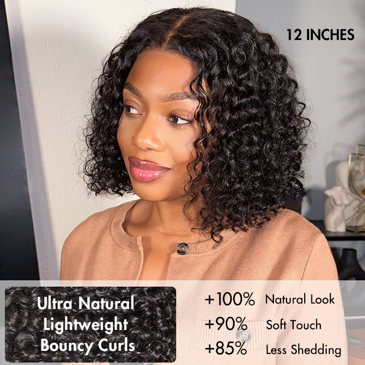 Warm Caramel Brown / Natural Black Deep Curly Glueless 5x5 Closure Pre-Cut Lace Wig