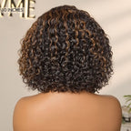 Blonde Highlight Short Curly Glueless Minimalist HD Lace Human Hair Wig