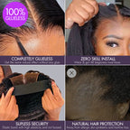 Beginner Friendly Dark Red Water Wave Glueless Minimalist Lace Curly Wig with Bangs