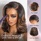 Effortlessly Chic Butterfly Cut Layered Wavy Glueless HD Minimalist Lace Short Wig