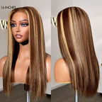 Luvme Hair 180% Density Honey Blonde Highlight Silky Straight Glueless 5x5 Closure HD Lace Long Wig