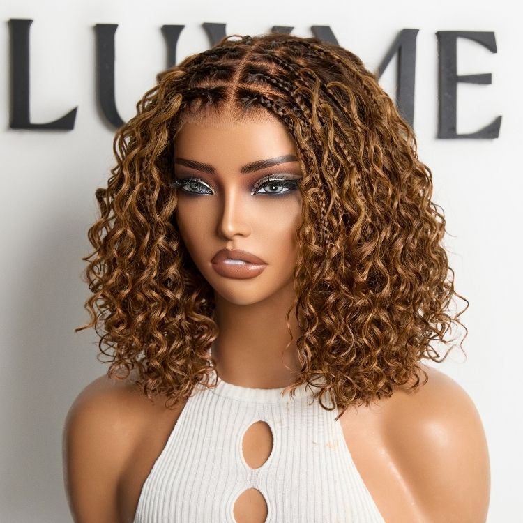 Readitress™ Boho Braids Deep Curly Glueless 5x5 Closure Lace with Braided Top Human Hair Wig Pre-Cut Lace
